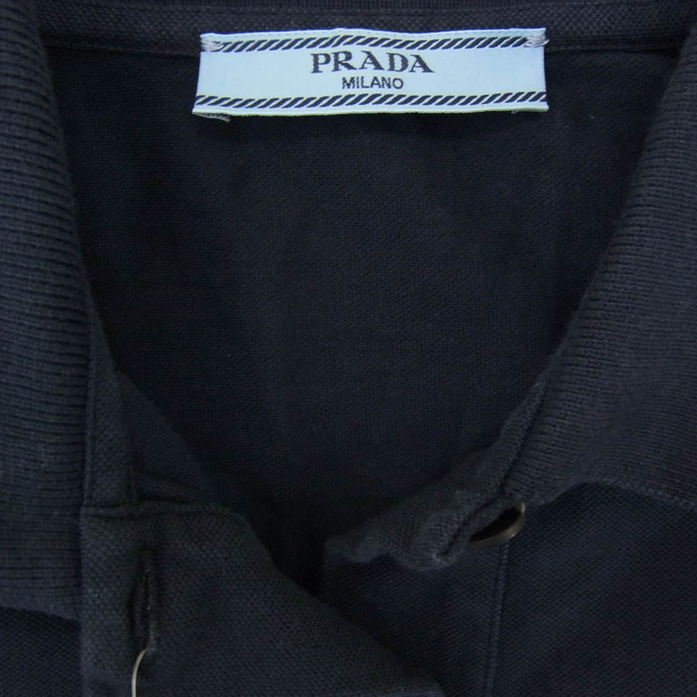 PRADA プラダ 33594 S000 三角プレート ロゴ ポロシャツ ワンピース ネイビー系 38【中古】