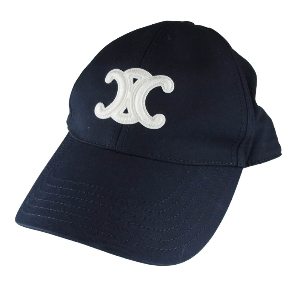 CELINE セリーヌ 2AUT6969P Triomphe Baseball Cap トリオンフ ロゴワッペン ベースボール キャップ 帽子 ブラック系 M【中古】