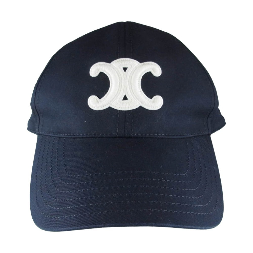 CELINE セリーヌ 2AUT6969P Triomphe Baseball Cap トリオンフ ロゴワッペン ベースボール キャップ 帽子 ブラック系 M【中古】