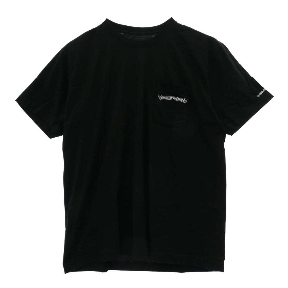 CHROME HEARTS クロムハーツ（原本無） CH T-SHIRT スクロールラベルプリント 半袖 ポケット Tシャツ カットソー ブラック系 XL【極上美品】【中古】