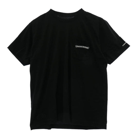 CHROME HEARTS クロムハーツ（原本無） CH T-SHIRT スクロールラベルプリント 半袖 ポケット Tシャツ カットソー ブラック系 XL【極上美品】【中古】