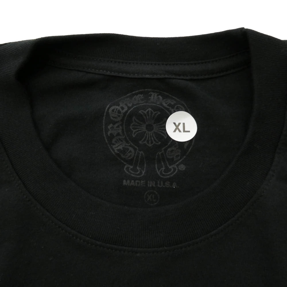 CHROME HEARTS クロムハーツ（原本無） CH T-SHIRT スクロールラベルプリント 半袖 ポケット Tシャツ カットソー ブラック系 XL【極上美品】【中古】