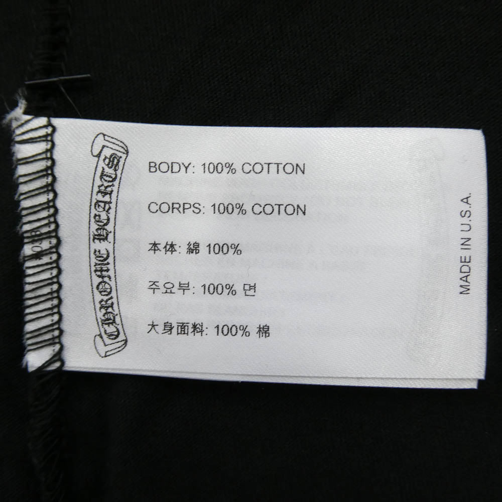 CHROME HEARTS クロムハーツ（原本無） CH T-SHIRT スクロールラベルプリント 半袖 ポケット Tシャツ カットソー ブラック系 XL【極上美品】【中古】