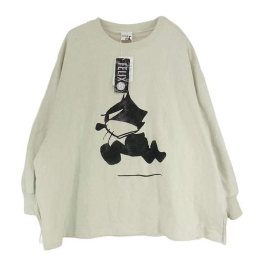 JOURNAL STANDARD ジャーナルスタンダード 20-070-462-9000-3-0 relume レリューム × FELIX THE CAT フィリックス・ザ・キャット クルーネック スリット スウェット ベージュ系 F【新古品】【未使用】【中古】