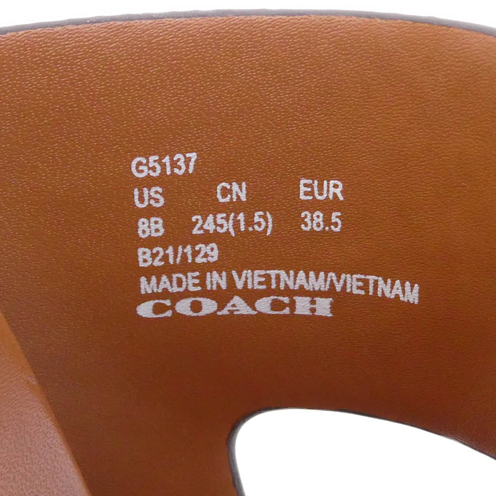 COACH コーチ G5137 GABLE SIG SANDAL シグネチャー ベルト ストラップ レザー サンダル ブラウン系 8【中古】