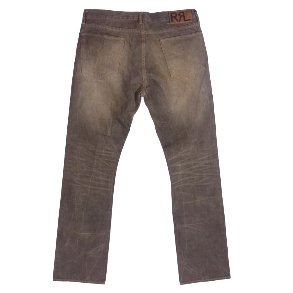 RRL ダブルアールエル USA製 ヴィンテージ加工 SLIM BOOTCU スリム ブーツカット デニム パンツ COFFEE ブラウン系 33X32【美品】【中古】