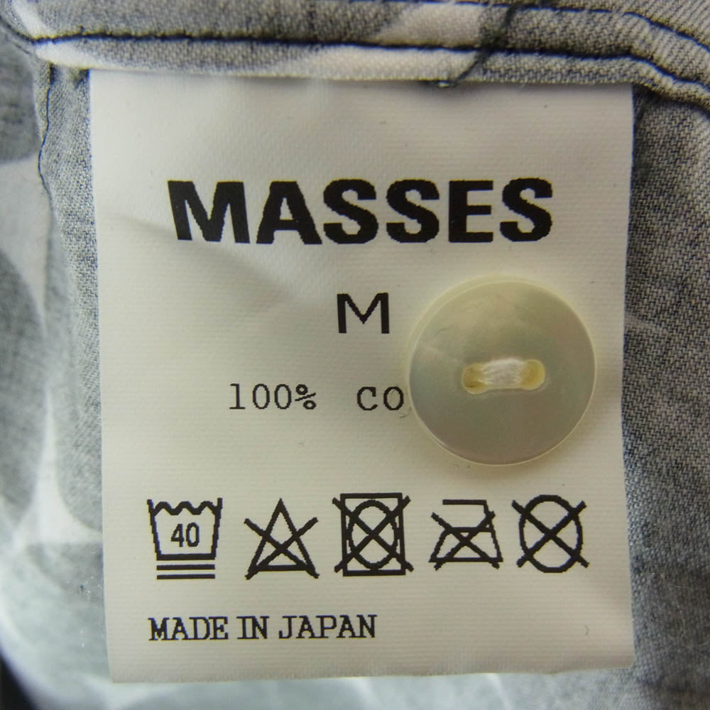 MASSES マシス ドット柄 水玉 長袖 ロングスリーブ コットン シャツ ブラック系 M【中古】