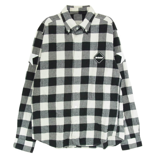 F.C.R.B. エフシーアールビー 14AW FCRB-145003 NUMBERING FLANNEL CHECK B.D SHIRTS ナンバリング フランネル チェック ボタンダウン 長袖 シャツ ブラック系 S【中古】