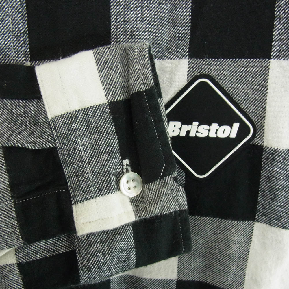 F.C.R.B. エフシーアールビー 14AW FCRB-145003 NUMBERING FLANNEL CHECK B.D SHIRTS ナンバリング フランネル チェック ボタンダウン 長袖 シャツ ブラック系 S【中古】