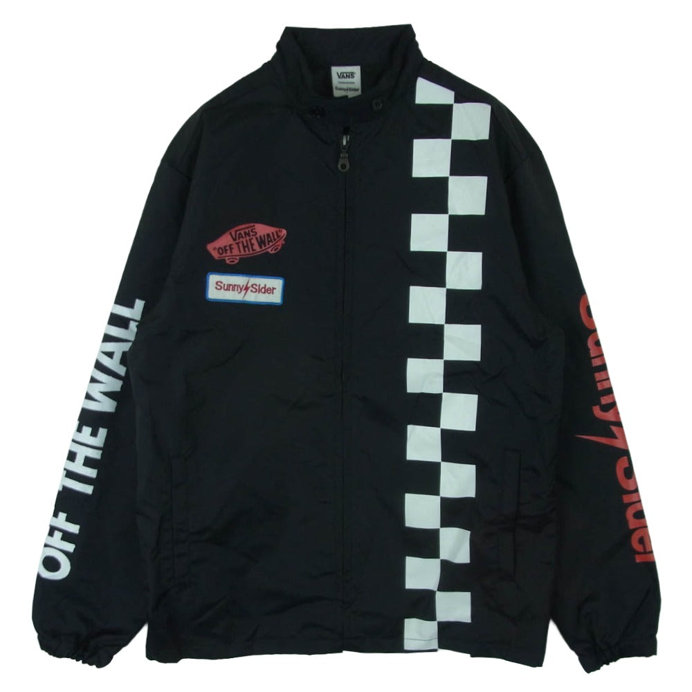 サニーシーサイダー バンズ VANS 袖プリント レーシング ナイロン スタンドカラー ジャケット ブラック系 S【中古】