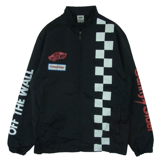 サニーシーサイダー バンズ VANS 袖プリント レーシング ナイロン スタンドカラー ジャケット ブラック系 S【中古】