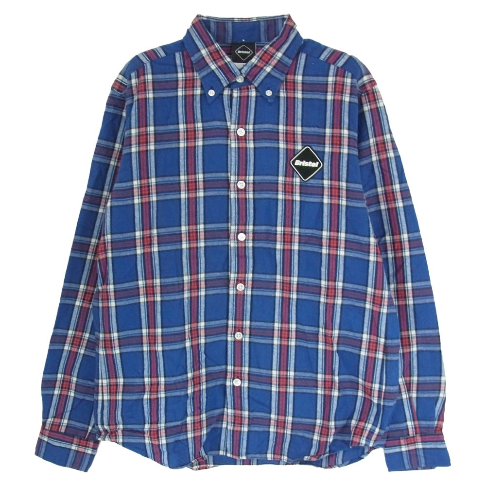 F.C.R.B. エフシーアールビー 17SS FCRB-170052 37 STAR FLANNEL SHIRTS スター フランネル ボタンダウン 長袖 シャツ ネイビー系 S【中古】