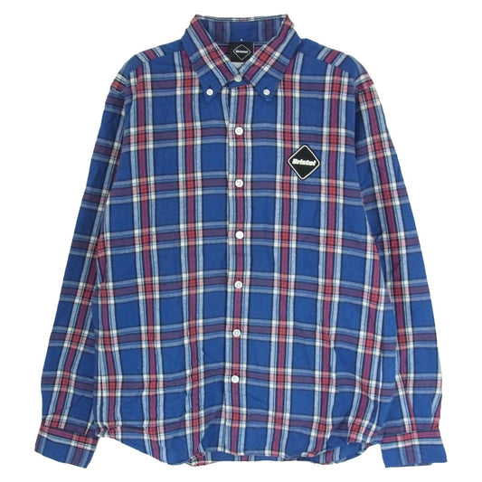 F.C.R.B. エフシーアールビー 17SS FCRB-170052 37 STAR FLANNEL SHIRTS スター フランネル ボタンダウン 長袖 シャツ ネイビー系 S【中古】