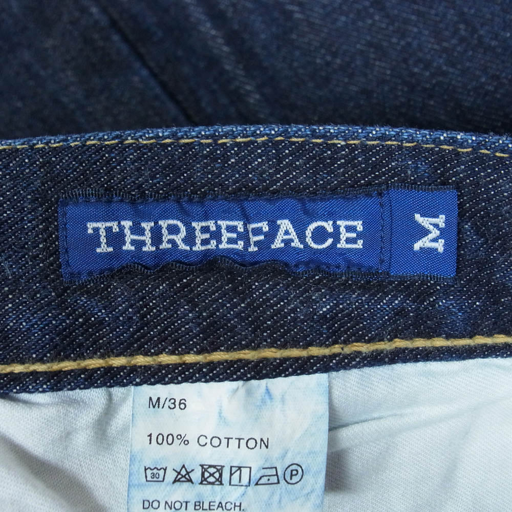 スリーフェイス ジッパーフライ ジーンズ デニムパンツ インディゴブルー系 M【中古】