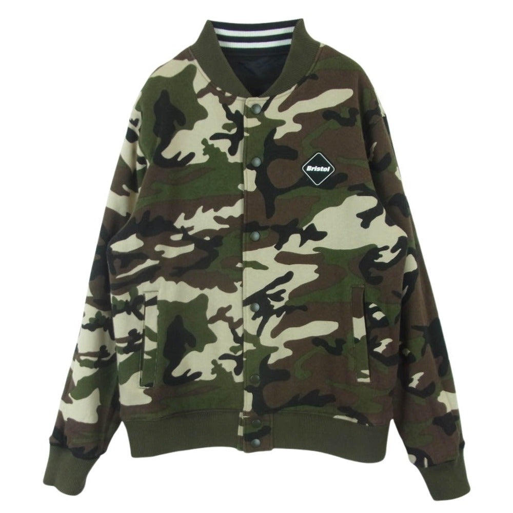 F.C.R.B. エフシーアールビー 16AW FCRB-167053 REVERSIBLE SATIN STADIUM JACKET リバーシブル サテン スタジアム ジャケット スタジャン ブルゾン ブラック系 グリーン系 ブラウン系 S【中古】