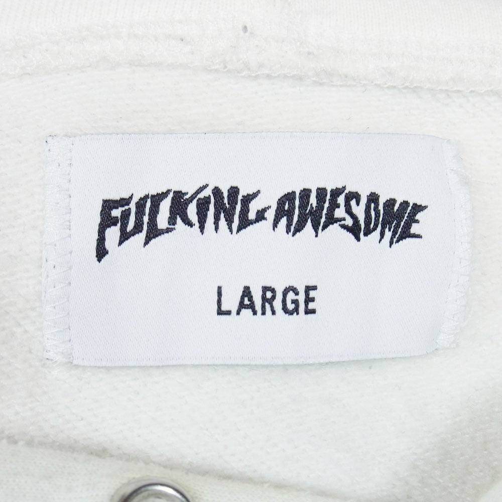 Fucking Awesome ファッキングオーサム ロゴ 刺繍 フーディー パーカー ホワイト系 L【中古】