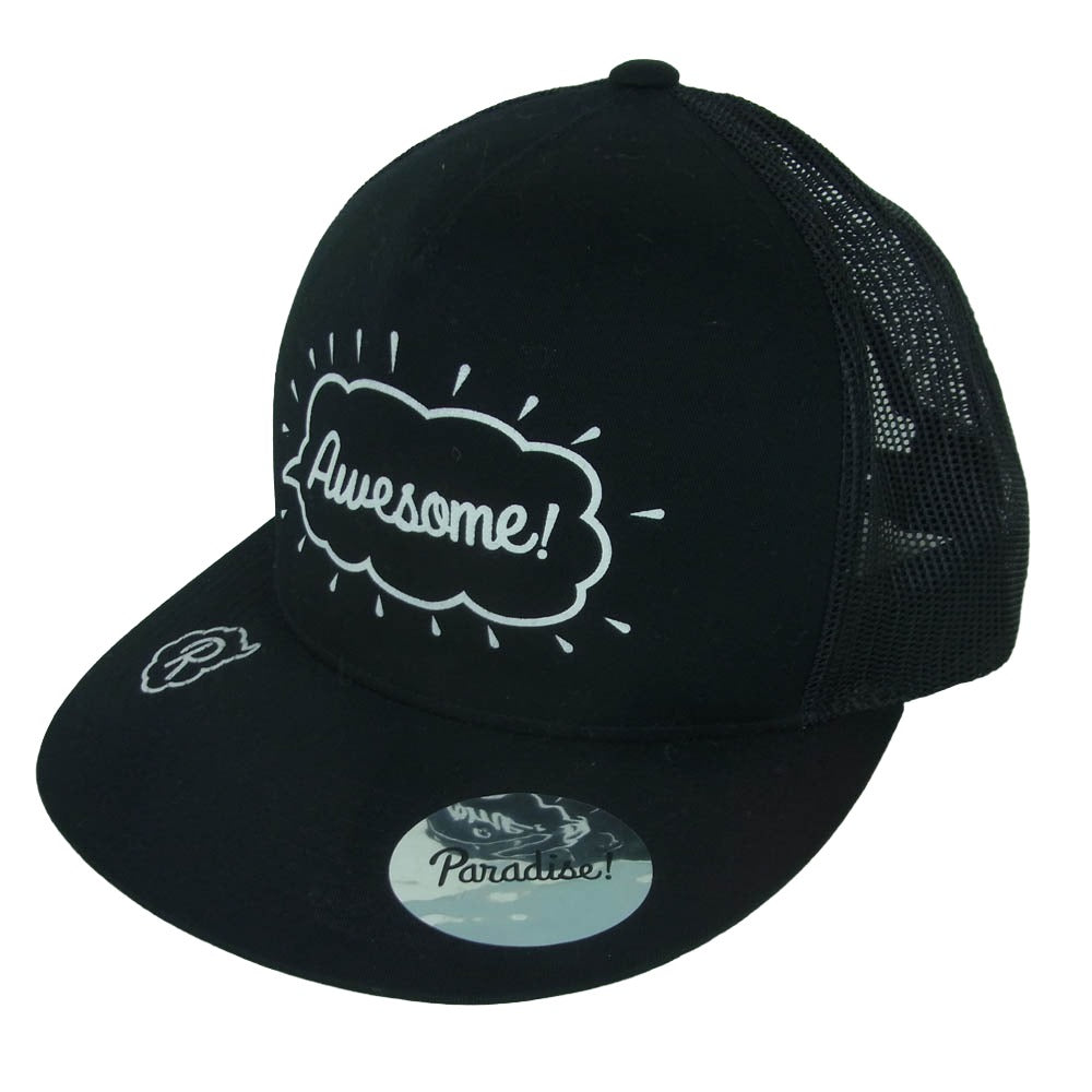パラダイス Awesome メッシュ キャップ 帽子 コットン ナイロン ベトナム製 ブラック系【中古】