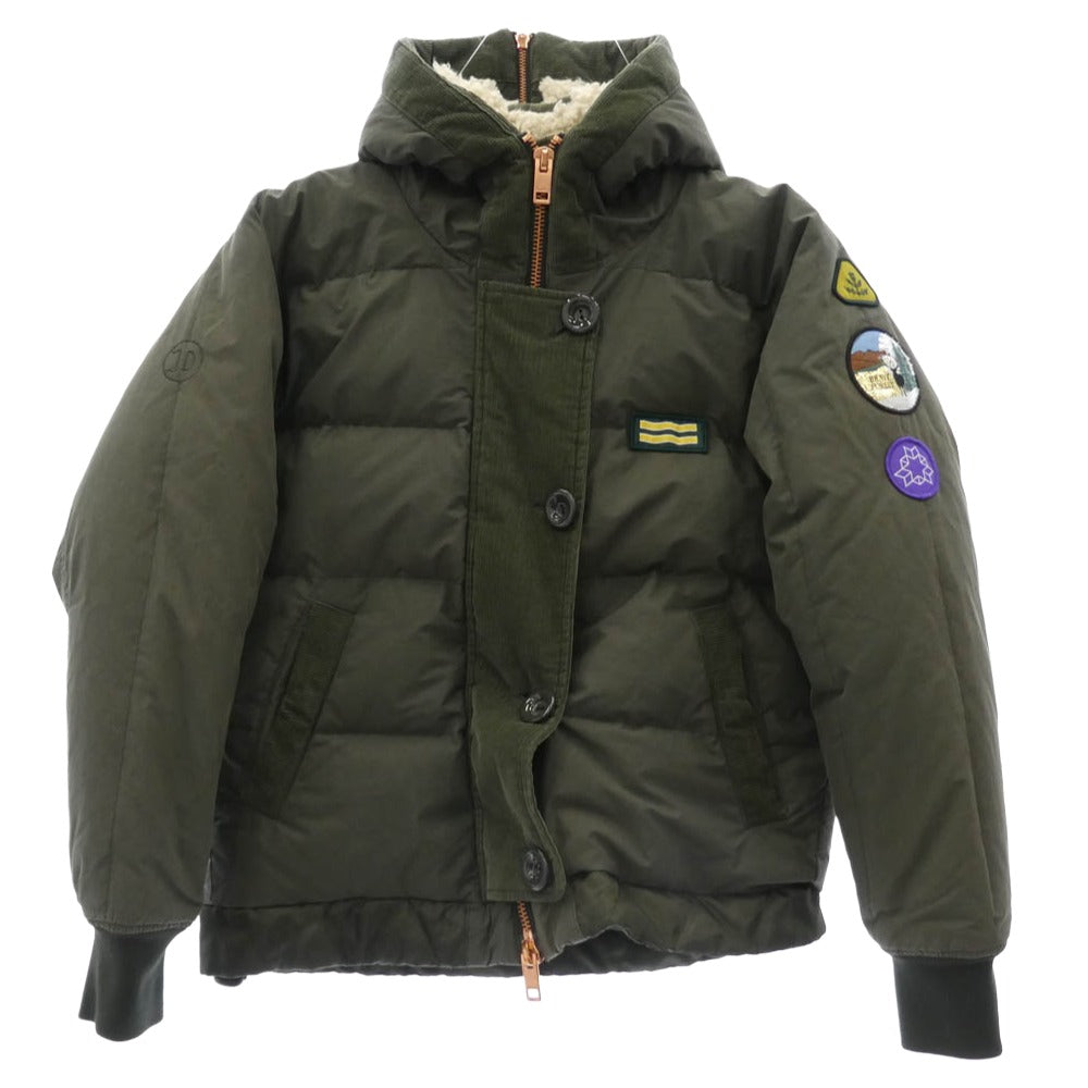 DIESEL ディーゼル ボアフード コーデュロイ切替 ダウン ジャケット モスグリーン系【中古】