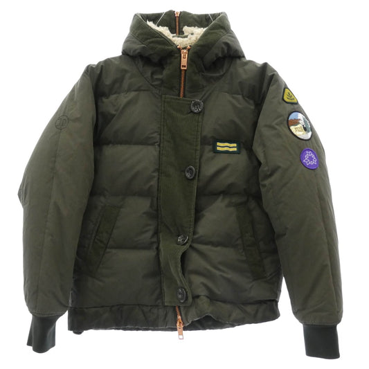 DIESEL ディーゼル ボアフード コーデュロイ切替 ダウン ジャケット モスグリーン系【中古】