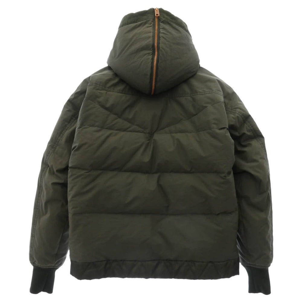 DIESEL ディーゼル ボアフード コーデュロイ切替 ダウン ジャケット モスグリーン系【中古】