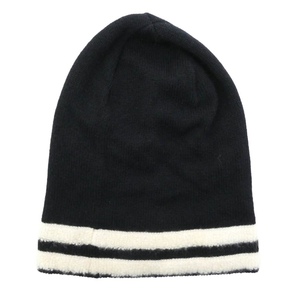 CHANEL シャネル ココマーク ロゴ カシミヤ ニット キャップ 帽子 ビーニー ブラック系【中古】