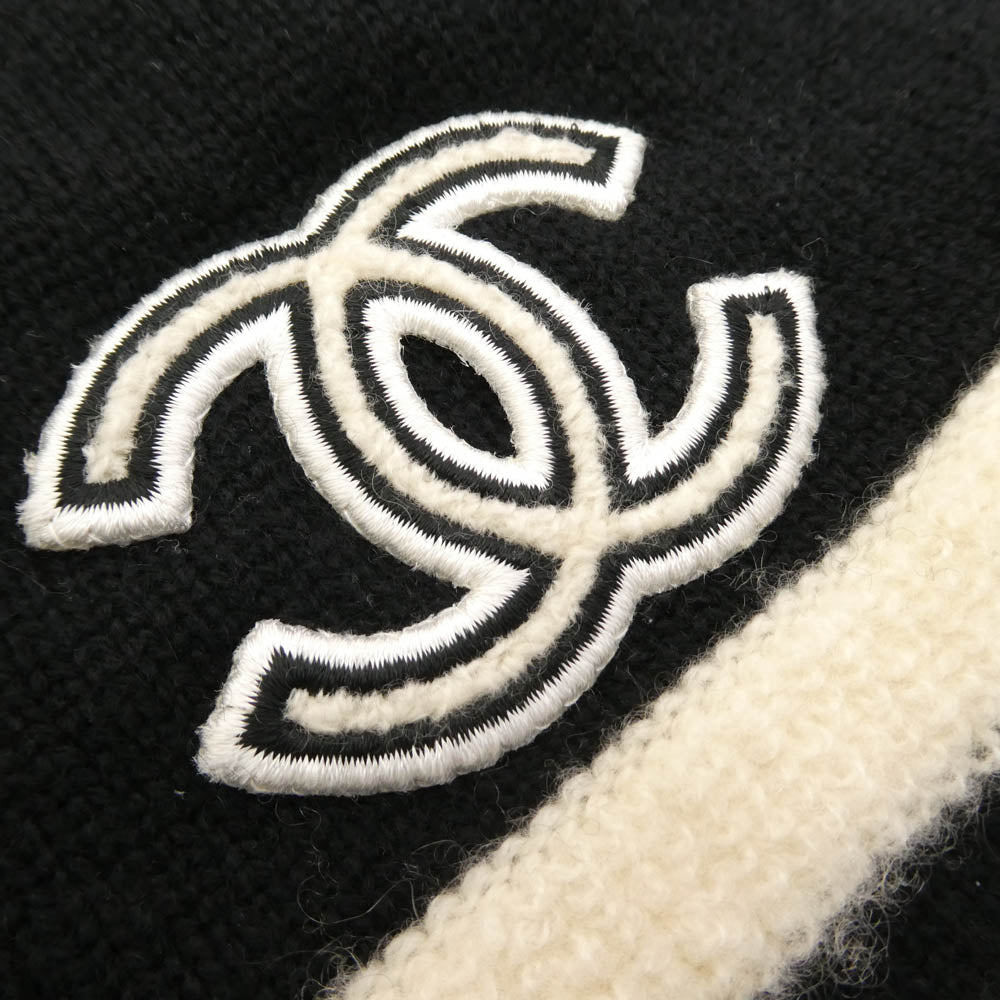 CHANEL シャネル ココマーク ロゴ カシミヤ ニット キャップ 帽子 ビーニー ブラック系【中古】