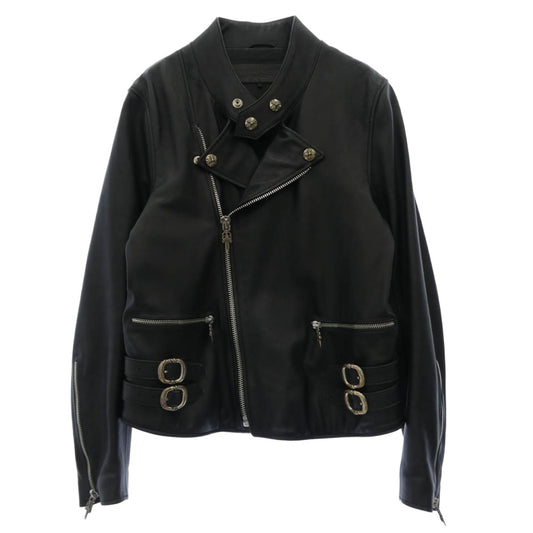 CHROME HEARTS クロムハーツ（原本無） 純正ガーメントケース付属 クロスボールボタン ダガージップ スクロールラベル ガンスリンガー レザー セミダブルライダース ジャケット ブラック系 S【中古】