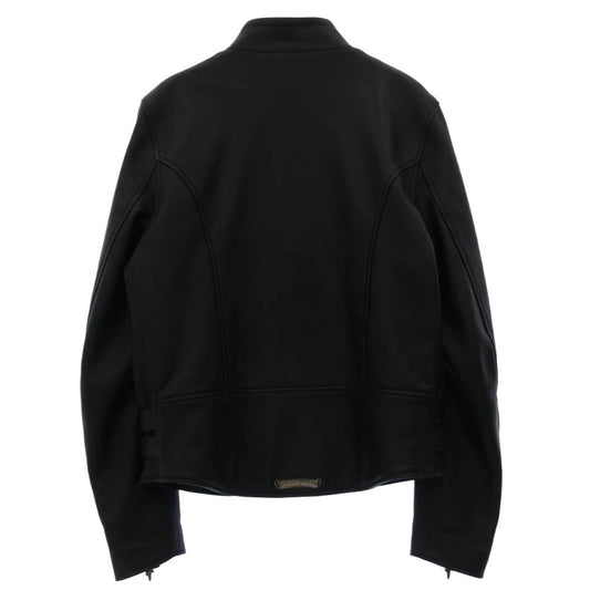 CHROME HEARTS クロムハーツ（原本無） 純正ガーメントケース付属 クロスボールボタン ダガージップ スクロールラベル ガンスリンガー レザー セミダブルライダース ジャケット ブラック系 S【中古】