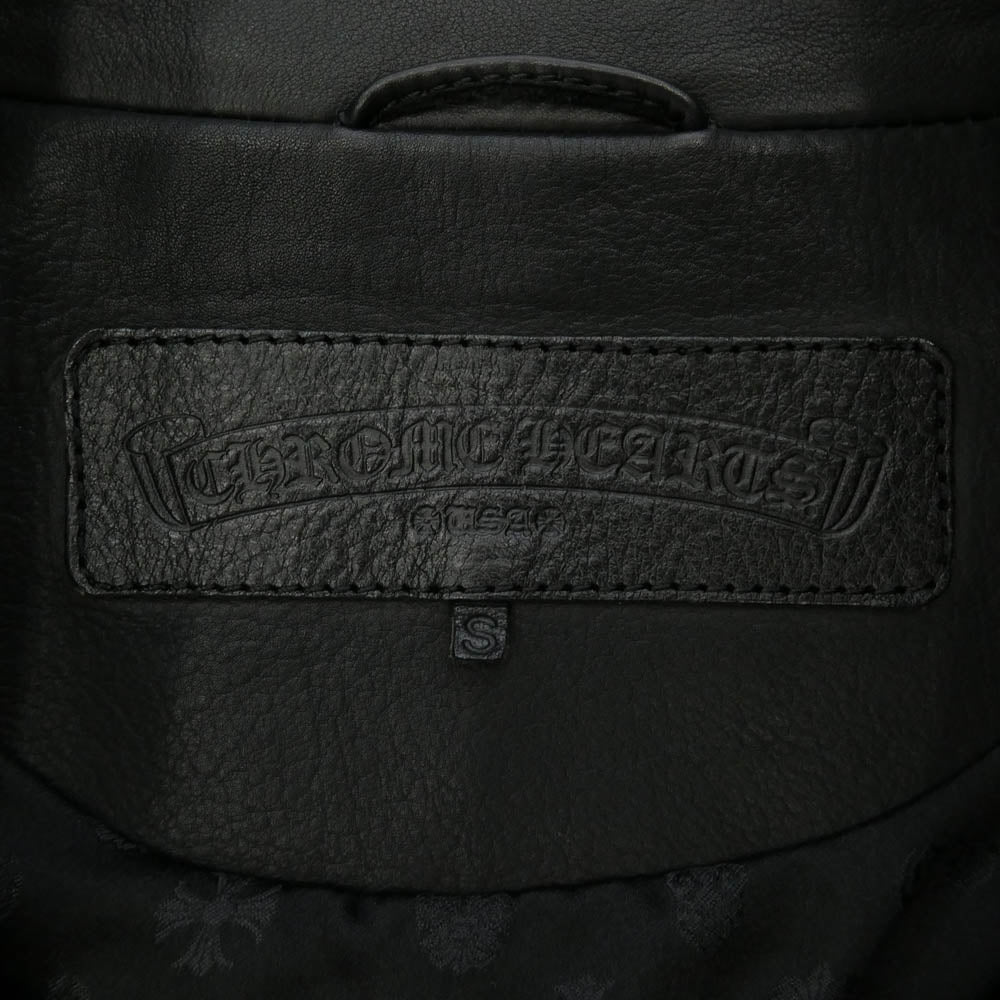 CHROME HEARTS クロムハーツ（原本無） 純正ガーメントケース付属 クロスボールボタン ダガージップ スクロールラベル ガンスリンガー レザー セミダブルライダース ジャケット ブラック系 S【中古】