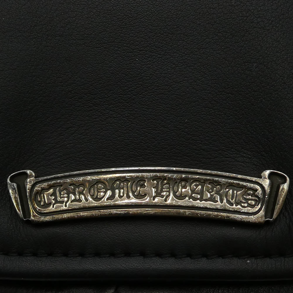 CHROME HEARTS クロムハーツ（原本無） 純正ガーメントケース付属 クロスボールボタン ダガージップ スクロールラベル ガンスリンガー レザー セミダブルライダース ジャケット ブラック系 S【中古】