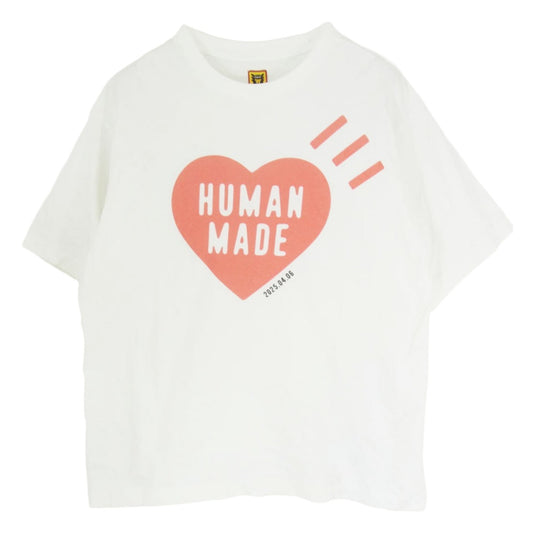 HUMAN MADE ヒューマンメイド 25SS DAILY S/S T-SHIRT ハート ロゴ プリント デイリー 半袖 カットソー Tシャツ ホワイト系 XL【中古】