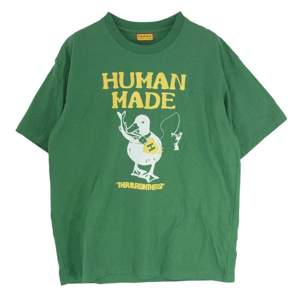 HUMAN MADE ヒューマンメイド 25SS HM29TE026 DUCK GRAFIC T-SHIRT ダック グラフィック プリント Tシャツ 半袖 カットソー グリーン系 XL【中古】