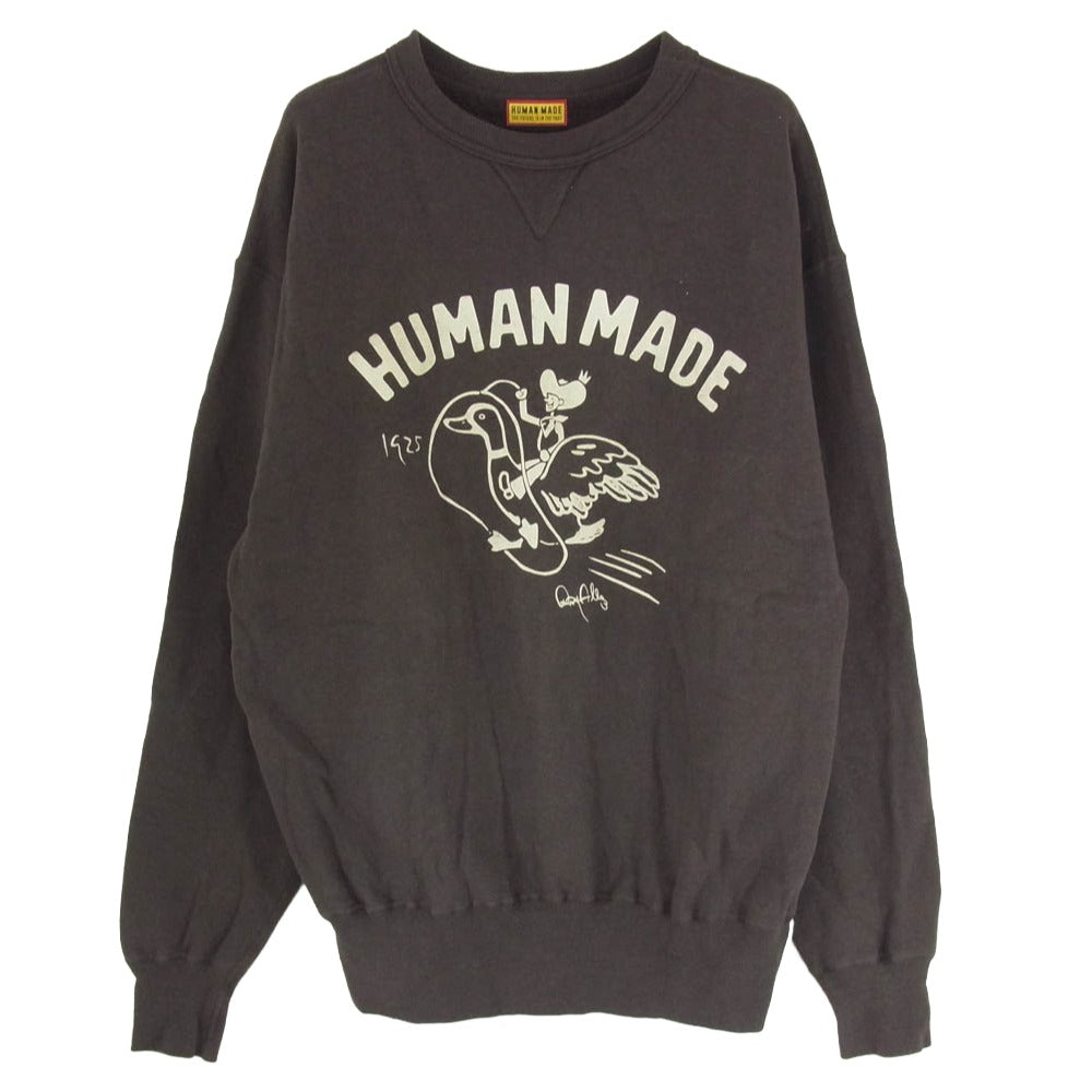 HUMAN MADE ヒューマンメイド 25AW HM30CS029 TSURIAMI SWEATSHIRT ツリアミ フロッキー ロゴプリント スウェット シャツ トレーナー グレー系 XL【中古】