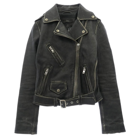 DIESEL ディーゼル ヴィンテージ加工 レザー ライダース ジャケット ブラック系 XS【中古】