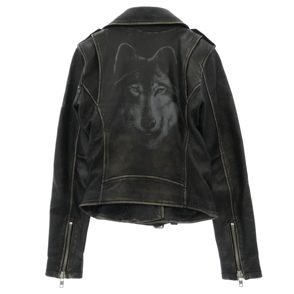 DIESEL ディーゼル ヴィンテージ加工 レザー ライダース ジャケット ブラック系 XS【中古】