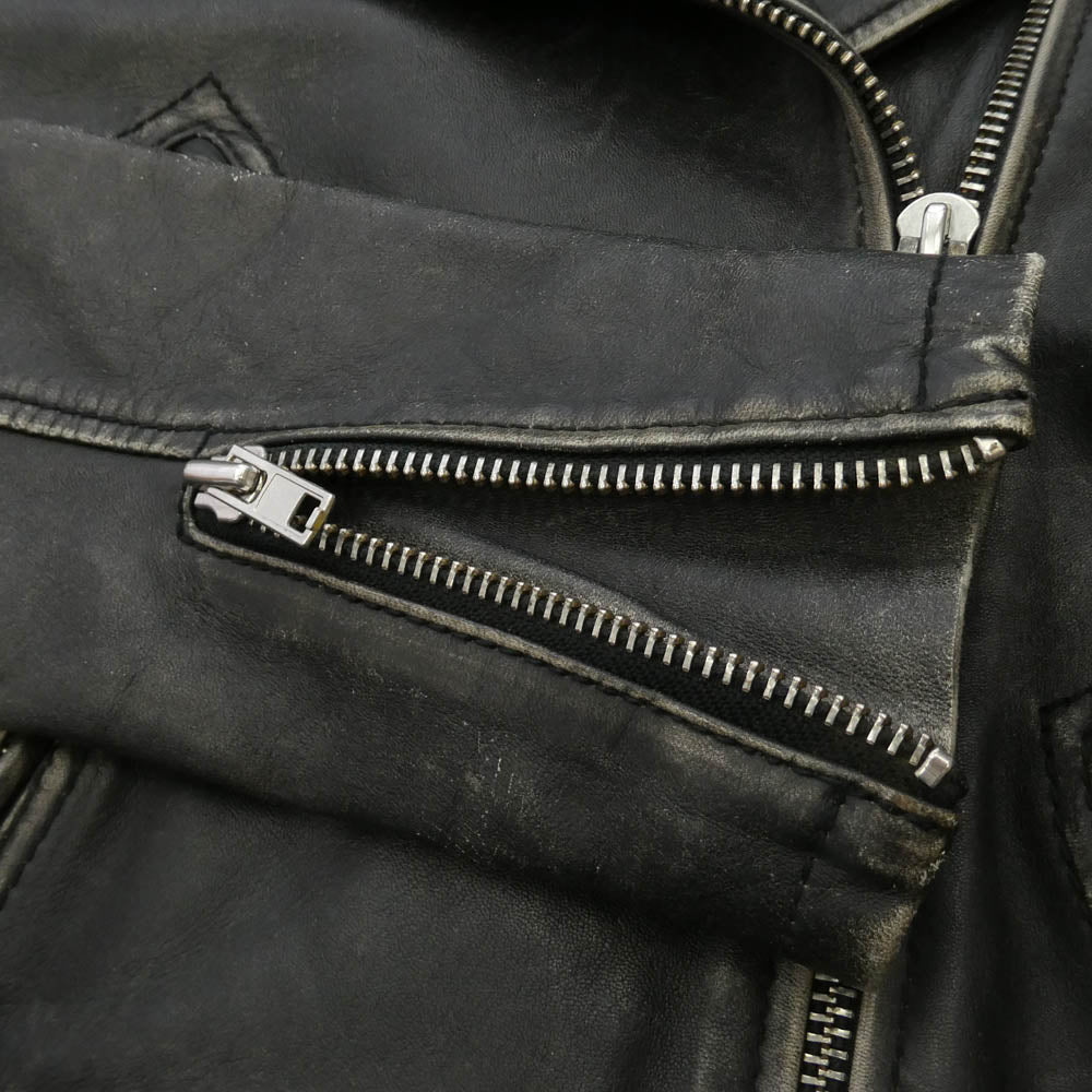 DIESEL ディーゼル ヴィンテージ加工 レザー ライダース ジャケット ブラック系 XS【中古】