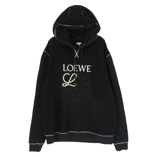 LOEWE ロエベ H526341XAL アナグラム ロゴ刺繍 フーディー パーカー ブラック系 L【中古】