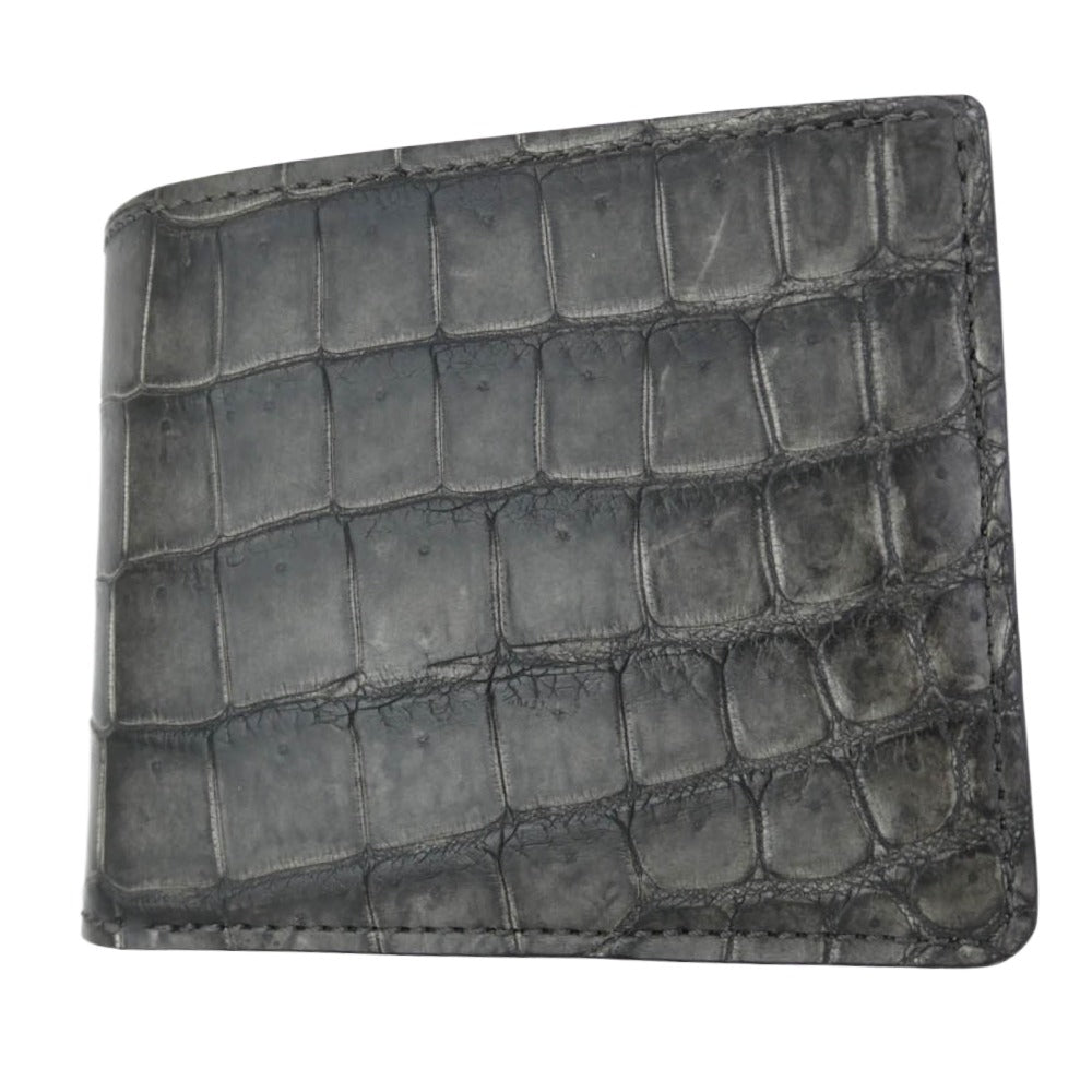 WILDSWANS ワイルドスワンズ 2024 SUMIZOME POROSUS HENRY クロコ レザー ウォレット 二つ折り 財布 グレー系 マルチカラー系【美品】【中古】