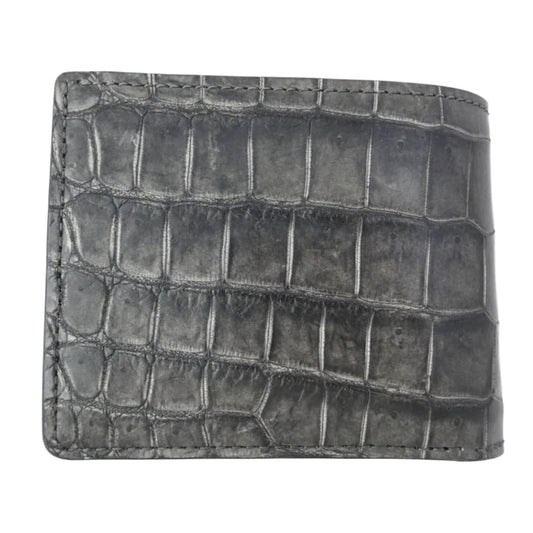 WILDSWANS ワイルドスワンズ 2024 SUMIZOME POROSUS HENRY クロコ レザー ウォレット 二つ折り 財布 グレー系 マルチカラー系【美品】【中古】