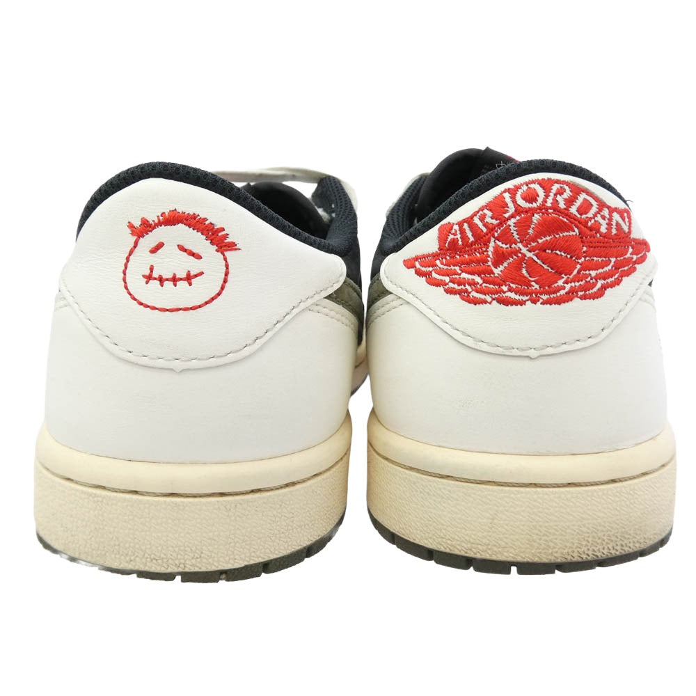 NIKE AIR JORDAN ナイキ ジョーダン DZ4137-106 × Travis Scott Women's Air Jordan 1 Low OG "Medium Olive AJ1 トラヴィススコット ウィメンズ エアジョーダン ロー スニーカー　FB鑑定済 ホワイト系 モスグリーン系 26cm【中古】