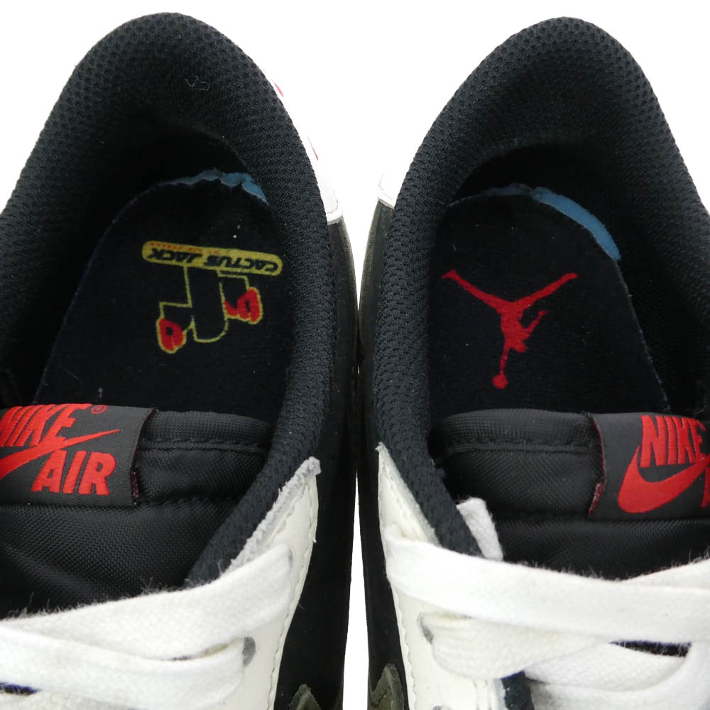 NIKE AIR JORDAN ナイキ ジョーダン DZ4137-106 × Travis Scott Women's Air Jordan 1 Low OG "Medium Olive AJ1 トラヴィススコット ウィメンズ エアジョーダン ロー スニーカー　FB鑑定済 ホワイト系 モスグリーン系 26cm【中古】