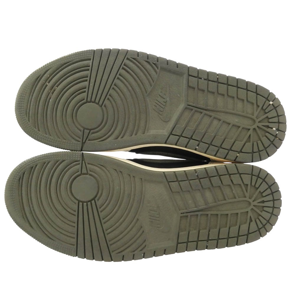 NIKE AIR JORDAN ナイキ ジョーダン DZ4137-106 × Travis Scott Women's Air Jordan 1 Low OG "Medium Olive AJ1 トラヴィススコット ウィメンズ エアジョーダン ロー スニーカー　FB鑑定済 ホワイト系 モスグリーン系 26cm【中古】