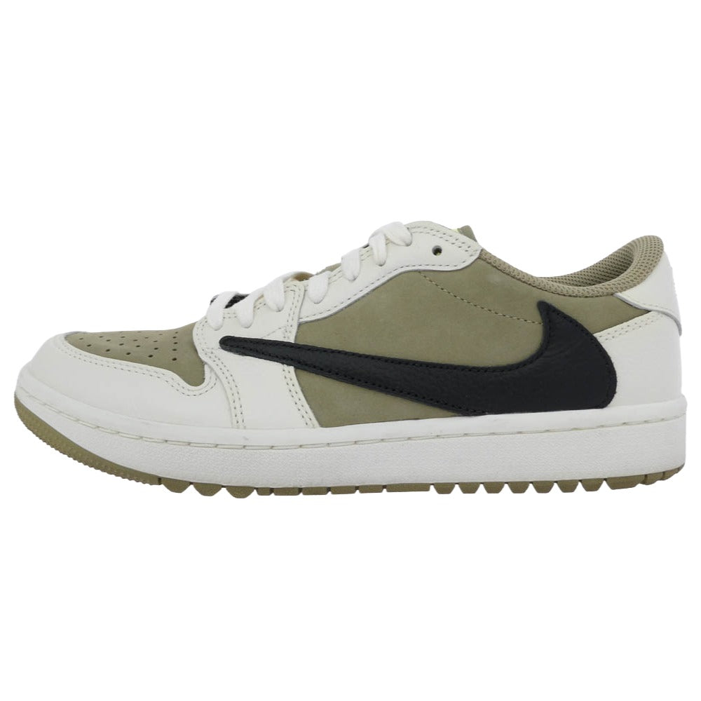 NIKE AIR JORDAN ナイキ ジョーダン FZ3124-200 × Travis Scott Air Jordan 1 Low Golf NRG Neutral Olive トラヴィススコット AJ1 エアジョーダン ロー ゴルフ スニーカー FB鑑定済 カーキ系 25.5cm【中古】