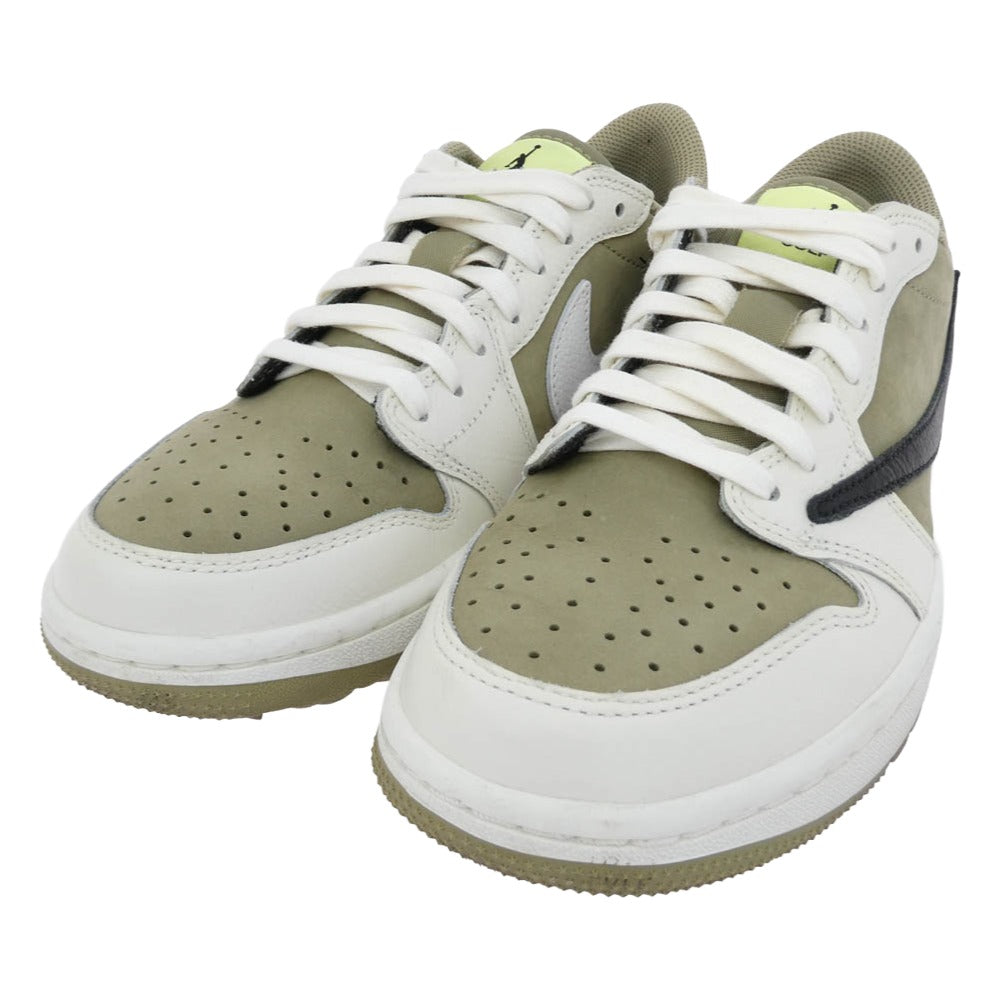 NIKE AIR JORDAN ナイキ ジョーダン FZ3124-200 × Travis Scott Air Jordan 1 Low Golf NRG Neutral Olive トラヴィススコット AJ1 エアジョーダン ロー ゴルフ スニーカー FB鑑定済 カーキ系 25.5cm【中古】