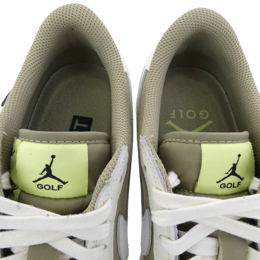 NIKE AIR JORDAN ナイキ ジョーダン FZ3124-200 × Travis Scott Air Jordan 1 Low Golf NRG Neutral Olive トラヴィススコット AJ1 エアジョーダン ロー ゴルフ スニーカー FB鑑定済 カーキ系 25.5cm【中古】