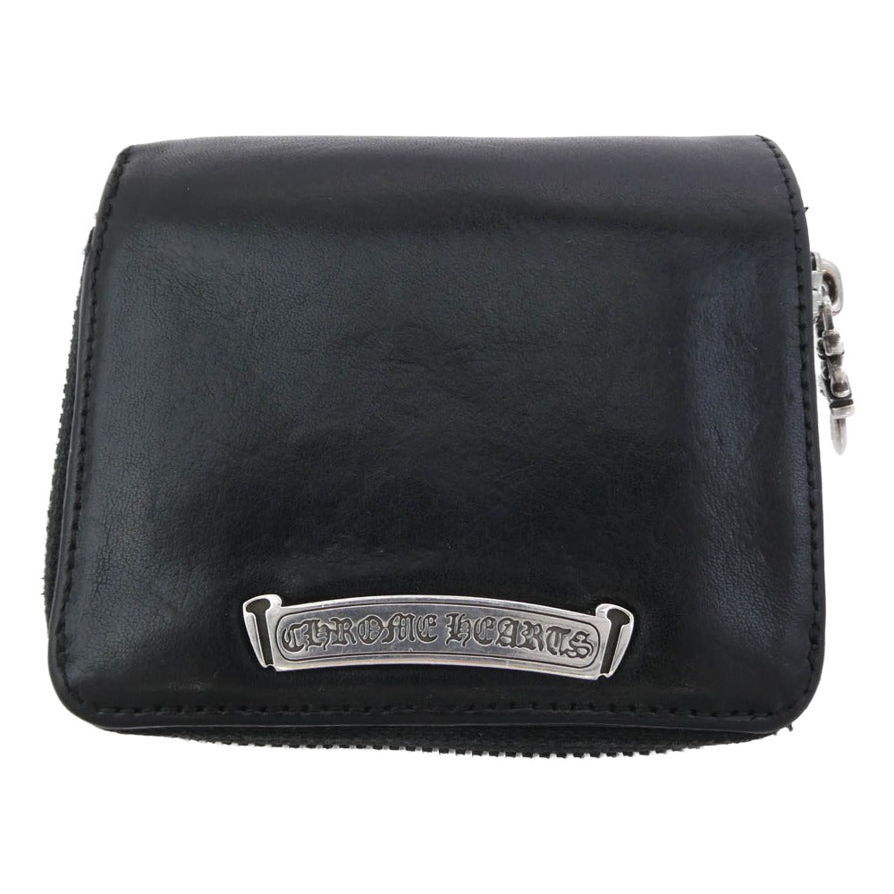 CHROME HEARTS クロムハーツ（原本無） SQ ZIP BILL スクエアジップビル レザー ウォレット ブラック系【中古】