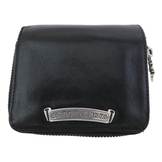 CHROME HEARTS クロムハーツ（原本無） SQ ZIP BILL スクエアジップビル レザー ウォレット ブラック系【中古】
