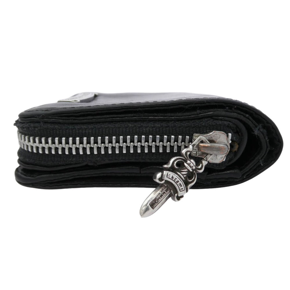 CHROME HEARTS クロムハーツ（原本無） SQ ZIP BILL スクエアジップビル レザー ウォレット ブラック系【中古】
