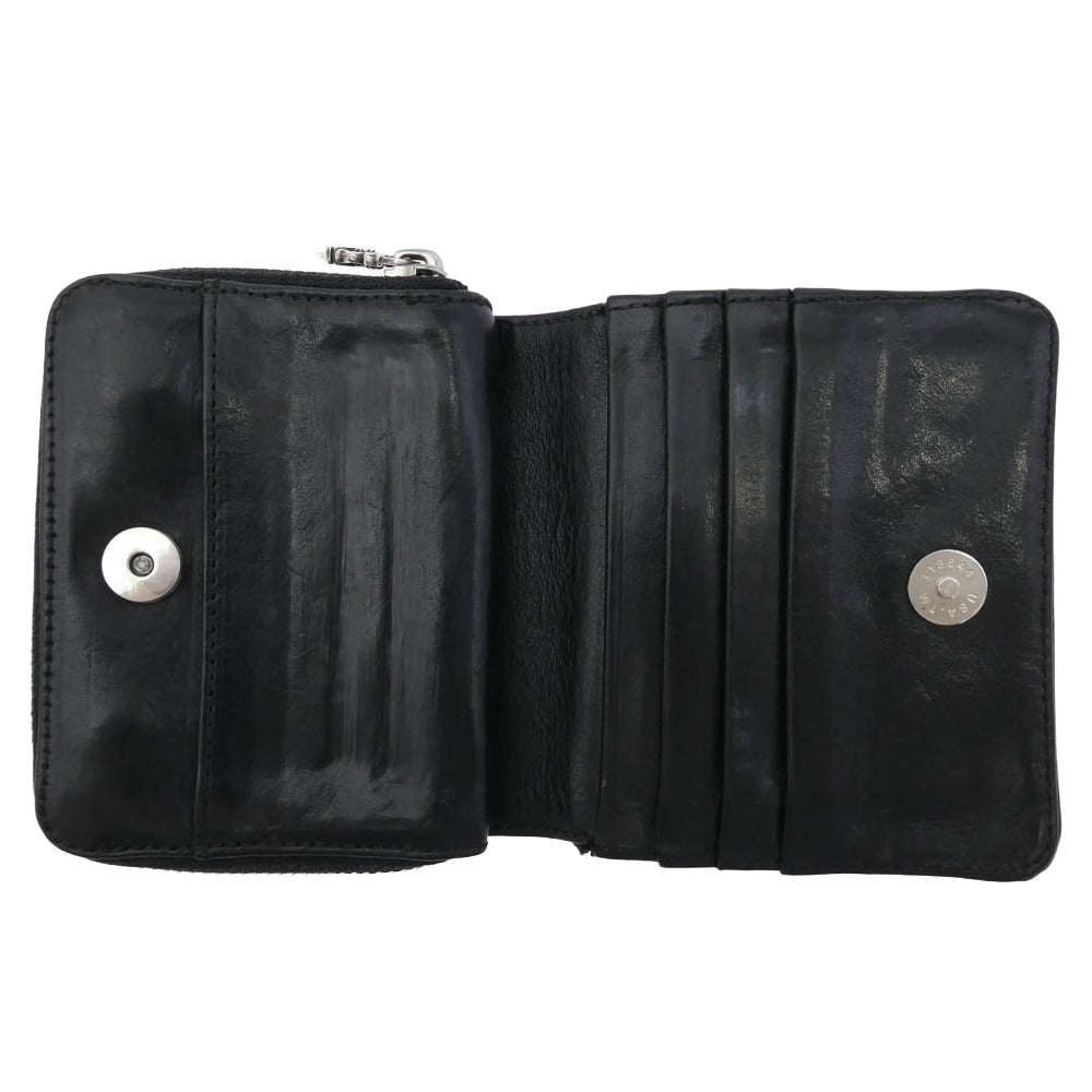CHROME HEARTS クロムハーツ（原本無） SQ ZIP BILL スクエアジップビル レザー ウォレット ブラック系【中古】