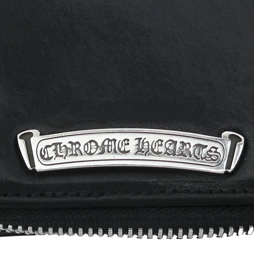 CHROME HEARTS クロムハーツ（原本無） SQ ZIP BILL スクエアジップビル レザー ウォレット ブラック系【中古】